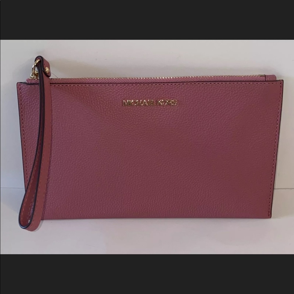 NWT MICHAEL KORS JET SET LARGE ZIP CLUTCH Wristlet
